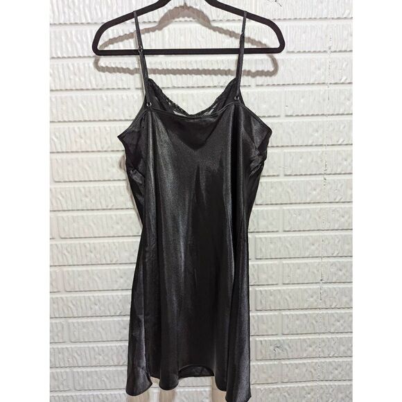 Delicates Women's Black Adjustable Strap Solid Draped Nightgown Nightie Large - Picture 4 of 7